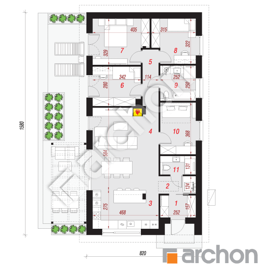 Проект дома ARCHON+ Дом в оливниках ВИЭ План першого поверху
