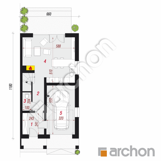 Проект будинку ARCHON+ Будинок під гінко 6 (ГБ) План першого поверху