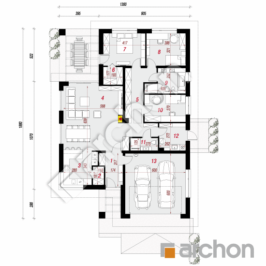Проект дома ARCHON+ Дом в ренклодах 6 (Г2) План першого поверху