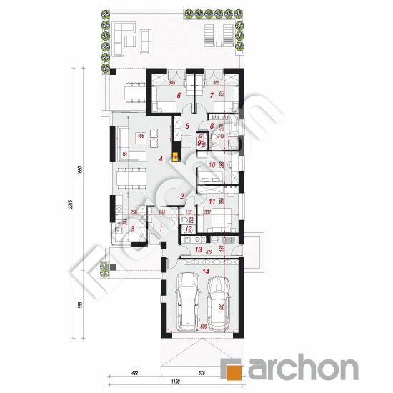 Проект дома ARCHON+ Дом в андромедах 7 (Г2) План першого поверху