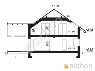 Проект дома ARCHON+ Дом в аурорах 7 (Г2) Розріз будинку