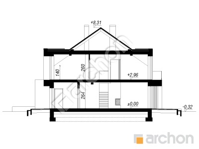 Проект дома ARCHON+ Дом в клематисах 27 (С) Розріз будинку