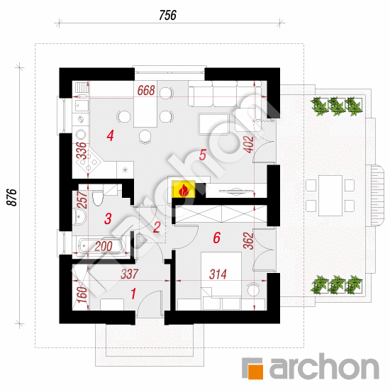 Проект будинку ARCHON+ Будинок в гравилатах вер. 2 План першого поверху