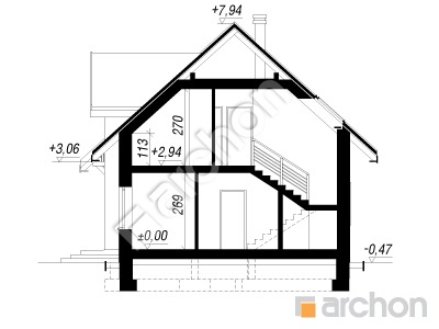 Проект дома ARCHON+ Дом в лантанах вер.2 Розріз будинку