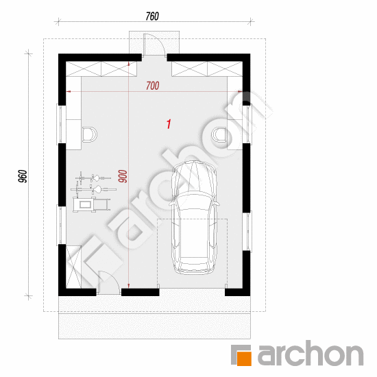 Проект дома ARCHON+ Г24 - Одноместный гараж План першого поверху