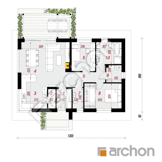 Проект дома ARCHON+ Дом в мекинтошах 9 План першого поверху