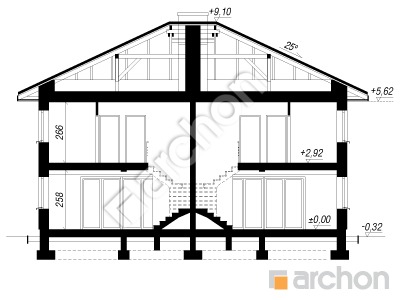Проект дома ARCHON+ Вилла Амелия (Р2) вер.3 Розріз будинку
