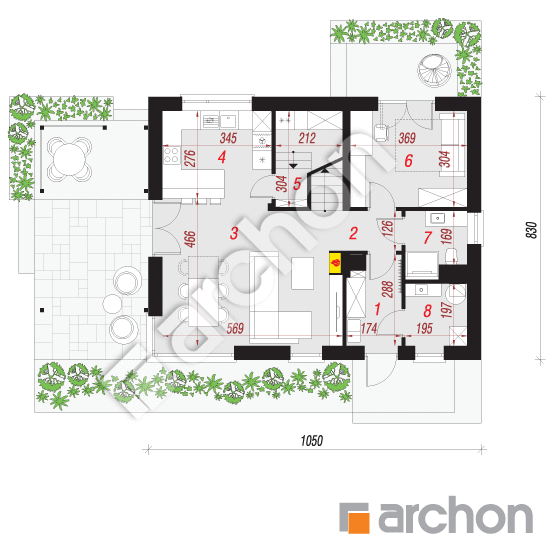 Проект дома ARCHON+ Дом в астранциях План першого поверху