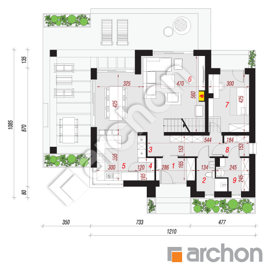 Проект дома ARCHON+ Вилла Миранда 14 План першого поверху