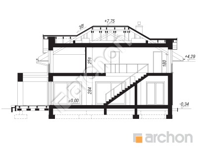 Проект дома ARCHON+ Вилла Миранда 14 Розріз будинку