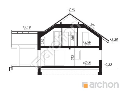 Проєкт будинку ARCHON+ Будинок в аурорах 15 (Г) Розріз будинку