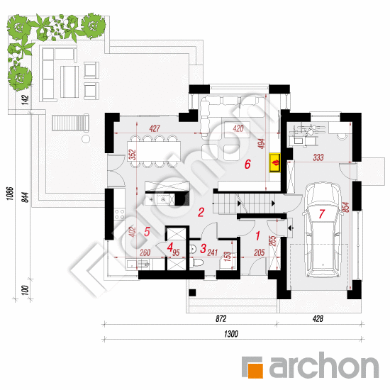Проект дома ARCHON+ Дом под личи 5 (П) План першого поверху