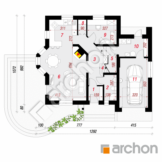 Проект будинку ARCHON+ Будинок в тамариску 3 вер.2 План першого поверху