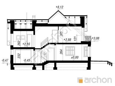 Проєкт будинку ARCHON+ Будинок в тамариску 3 вер.2 Розріз будинку