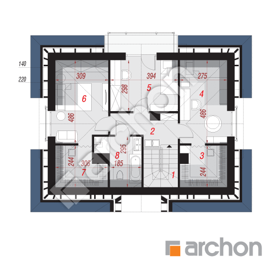 Проект будинку ARCHON+ Будинок в незабудках (Н) вер.2 План мансандри