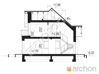 Проект дома ARCHON+ Дом в незабудках (H) вер.2 Розріз будинку