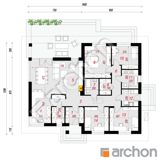 Проект будинку ARCHON+ Будинок в альвах 3 (Е) ВДЕ План першого поверху