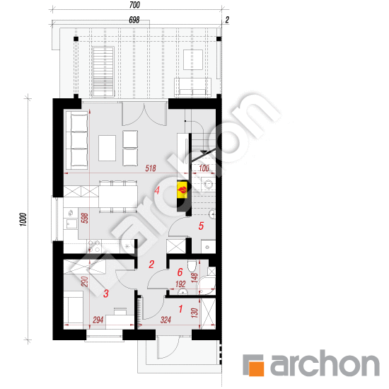 Проект будинку ARCHON+ Будинок в тунбергіях 2 (Б) План першого поверху