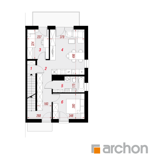 Проект будинку ARCHON+ Будинок в халезіях 14 (Р2Б) План першого поверху