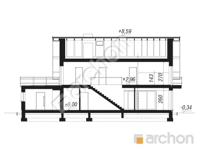 Проєкт будинку ARCHON+ Будинок в аурорах 9 (Г) Розріз будинку