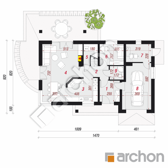 Проект будинку ARCHON+ Будинок у вістерії 6 План першого поверху
