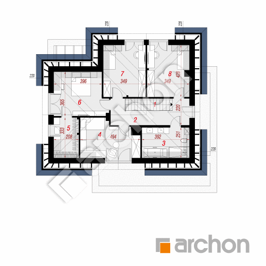Проект дома ARCHON+ Вилла Миранда 19 (Г2Е) План мансандри
