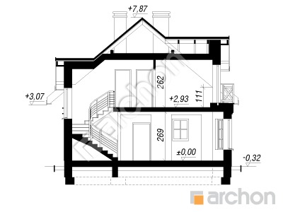 Проект дома ARCHON+ Дом в рододендронах вер.2 Розріз будинку