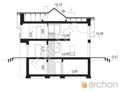 Проєкт будинку ARCHON+ Будинок під софорою (П) Розріз будинку