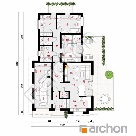 Проект будинку ARCHON+ Будинок в глоксиніях вер. 2 План першого поверху