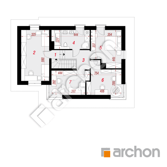 Проект будинку ARCHON+ Будинок в мирті 5 План першого поверху