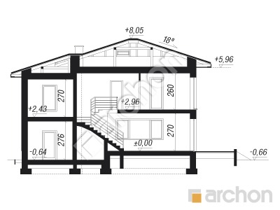 Проект дома ARCHON+ Дом в мирте 5 Розріз будинку