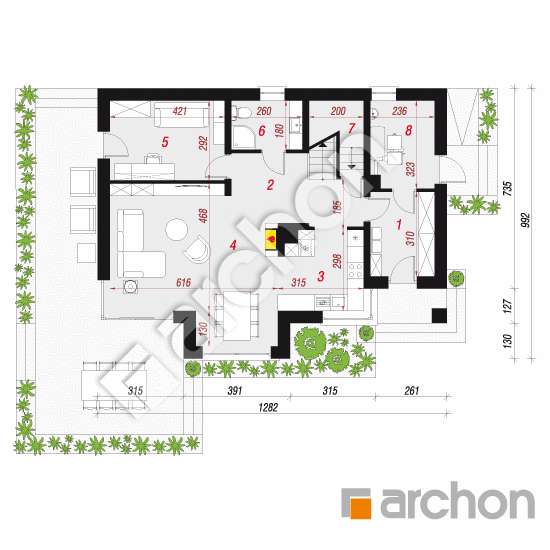 Проект дома ARCHON+ Дом в авокадо 2 (Н) План першого поверху