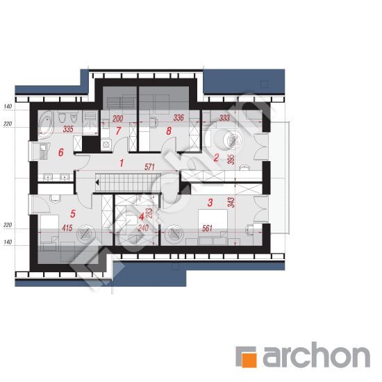 Проект будинку ARCHON+ Будинок в аурорах 5 План мансандри