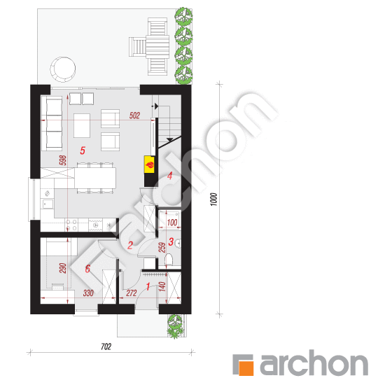 Проект будинку ARCHON+ Будинок в тунбергіях 3 План першого поверху