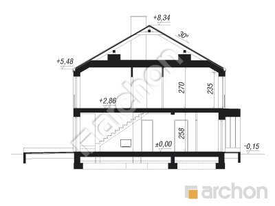 Проект дома ARCHON+ Дом в тунбергиях 3 Розріз будинку