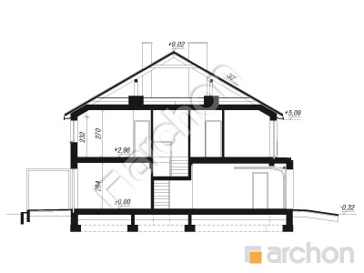Проект дома ARCHON+ Дом в черной смородине (ГБ) Розріз будинку