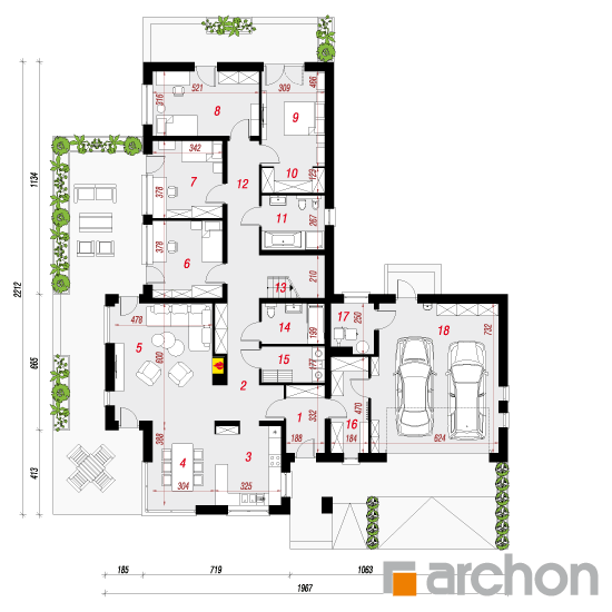 Проект будинку ARCHON+ Будинок в амарантах 7 (Г2ПД) План першого поверху