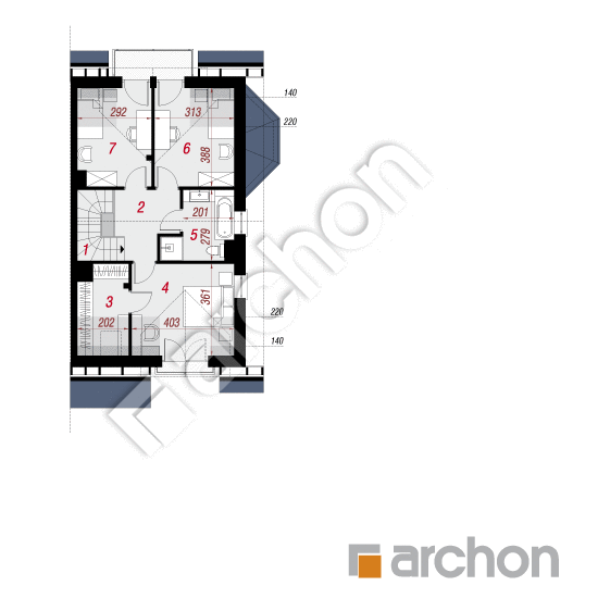 Проект будинку ARCHON+ Будинок в дельфініумі 2 (П) вер. 2 План мансандри