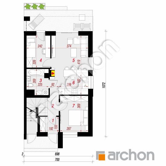 Проект будинку ARCHON+ Будинок в фіалках 7 (Р2Б) вер.2 План першого поверху