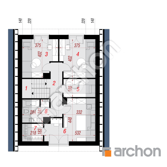 Проект будинку ARCHON+ Будинок в малинівці 26 План мансандри