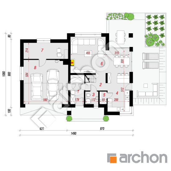 Проект будинку ARCHON+ Будинок в орлішках (Г2) План першого поверху