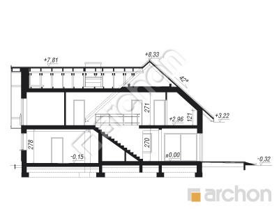 Проєкт будинку ARCHON+ Будинок в орлішках (Г2) Розріз будинку
