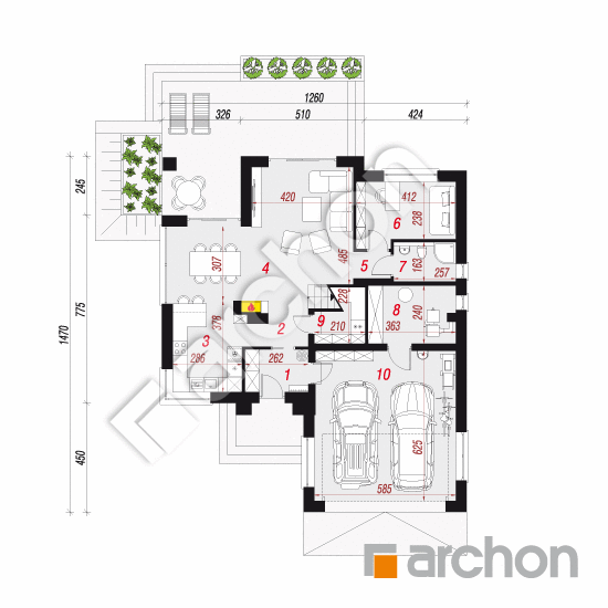 Проект будинку ARCHON+ Будинок в каченьцах (Г2) План першого поверху