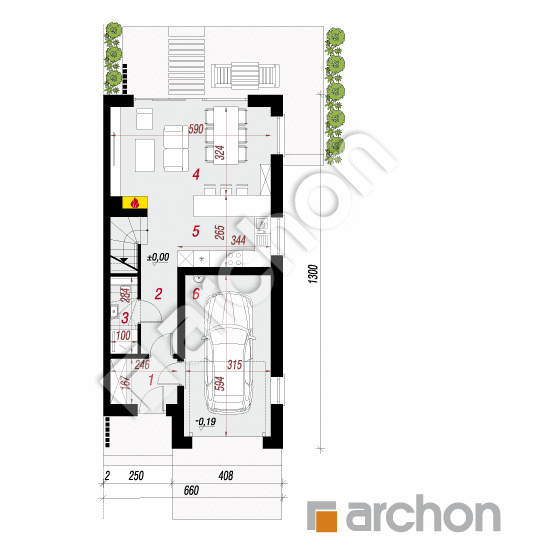 Проект будинку ARCHON+ Будинок під гінко 18 (ГБ) План першого поверху