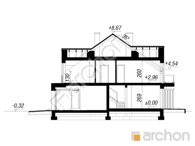 Проект дома ARCHON+ Дом под гинко 18 (ГБ) Розріз будинку
