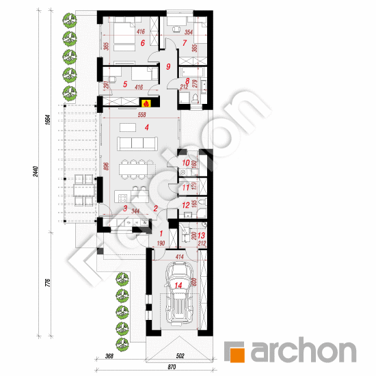 Проект будинку ARCHON+ Будинок в бродіах 2 План першого поверху