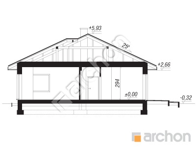 Проєкт будинку ARCHON+ Будинок в обрієті (Г2) Розріз будинку