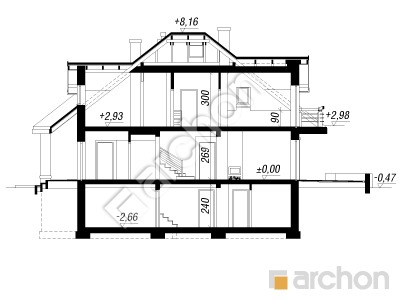 Проект дома ARCHON+ Дом в зефирантесе (П)  Розріз будинку