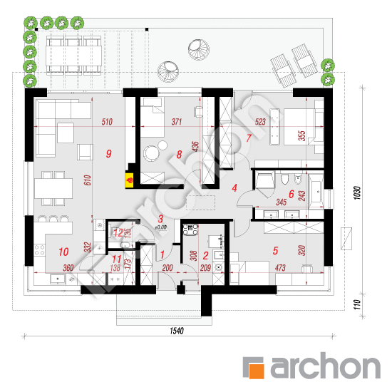 Проект будинку ARCHON+ Будинок під червоною горобиною 22 (Е) ВДЕ План першого поверху