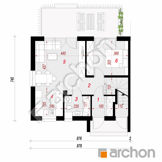 Проект дома ARCHON+ Дом в халезиях 3 (Р2Б) План першого поверху